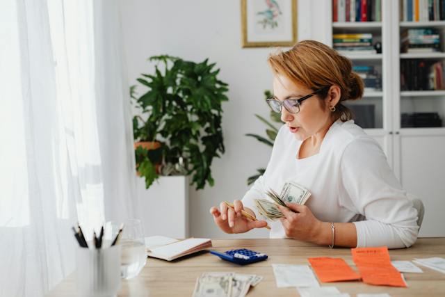 woman doing bills